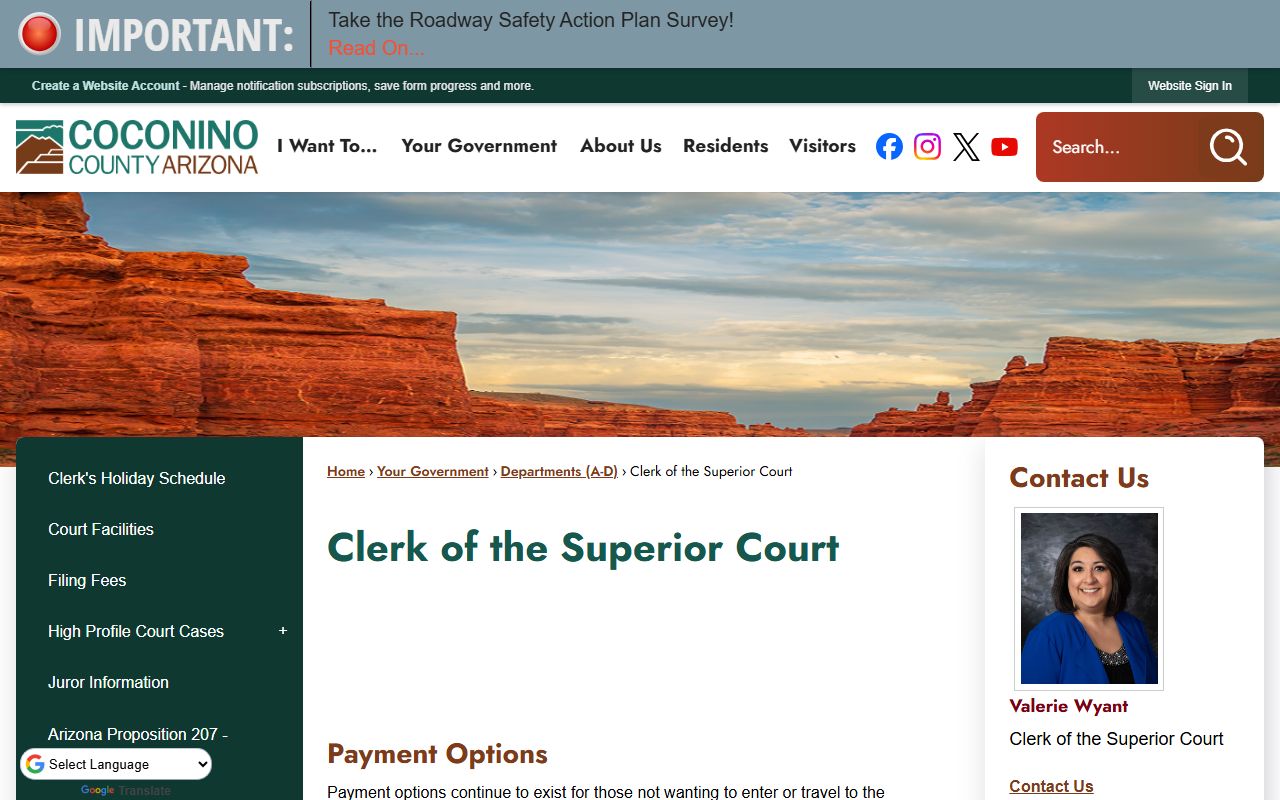 Coconino County Clerk of Superior Court website
