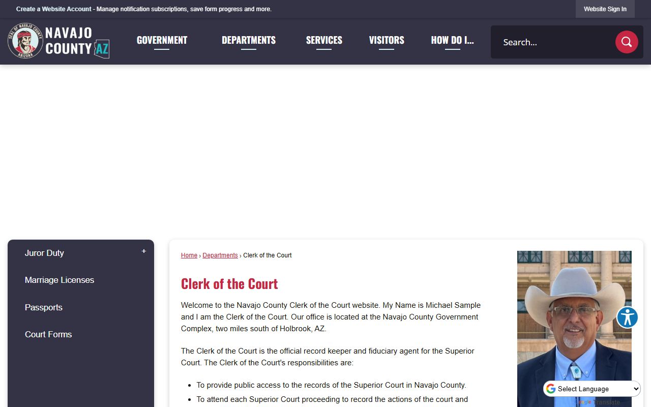 Navajo County Clerk of the Court website