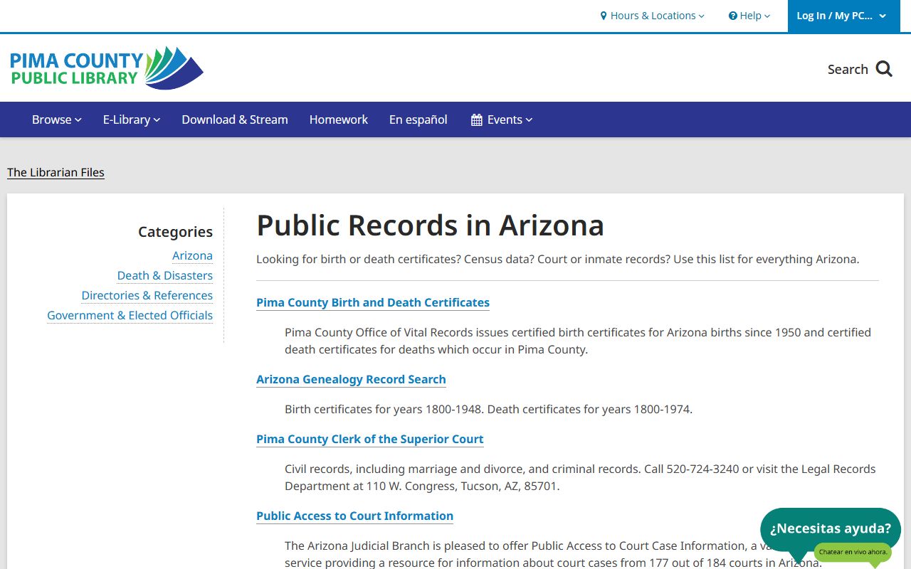 Pima County public records information guide